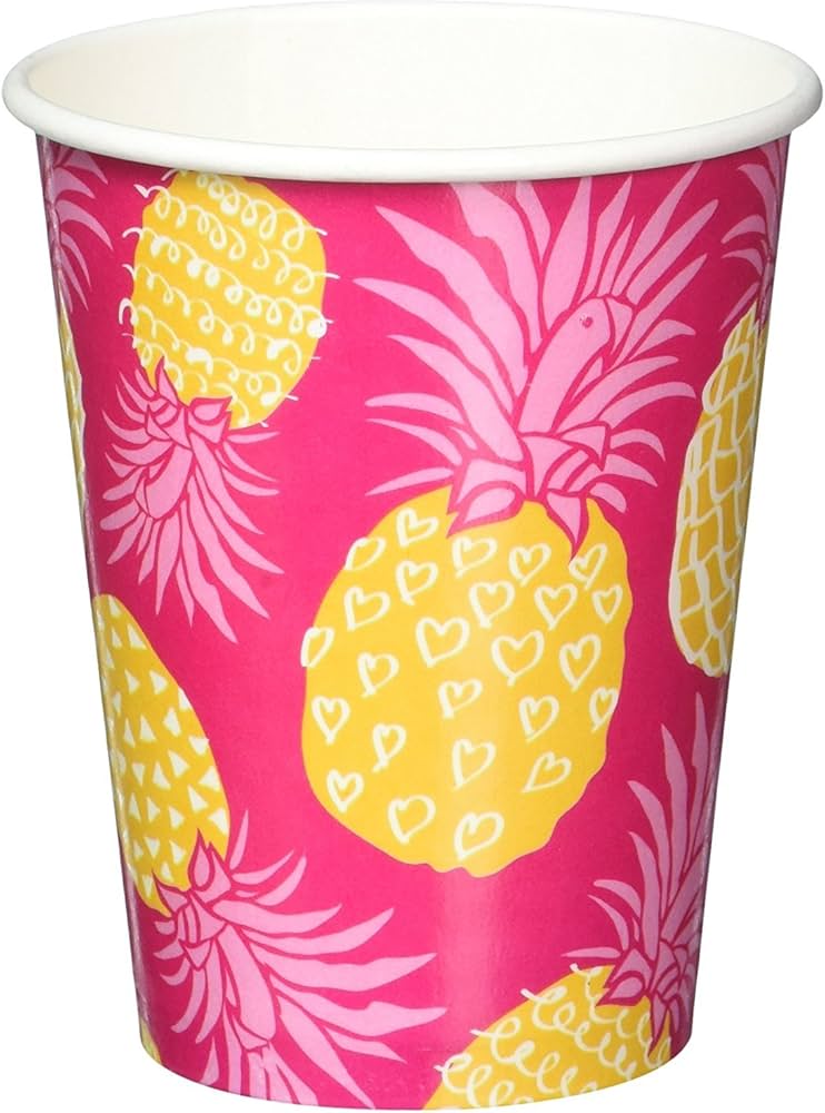 Paper cups: Pack of 8 Summer Fruits Pineapple Party by Ginger Ray
